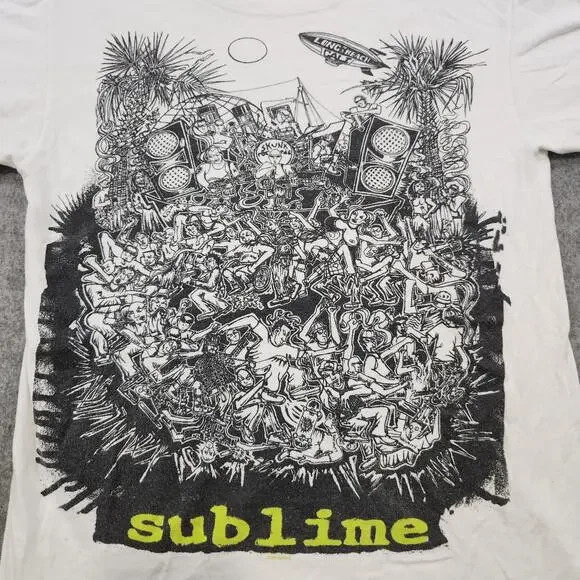 Vintage Y2K Sublime Shirt Mens Small White Skunk Records Long Beach Concert Band - Picture 4 of 10